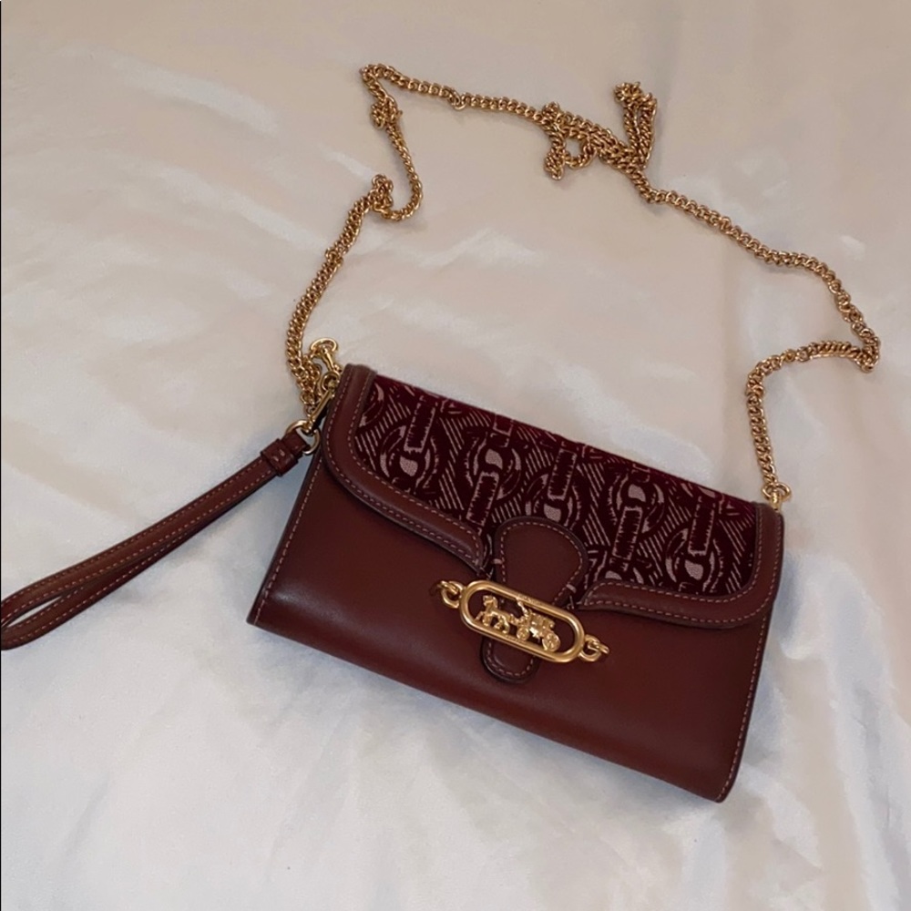 Coach burgundy and gold crossbody wristlet NEW